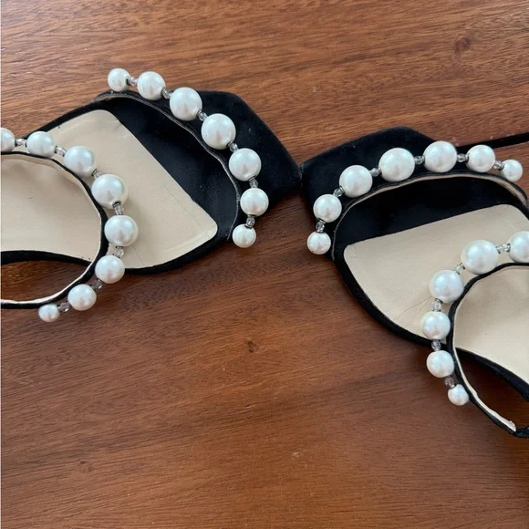 Jimmy Choo Amara Pearl and Rhinestone Sandal in Black size 40.5 - Picture 5 of 6